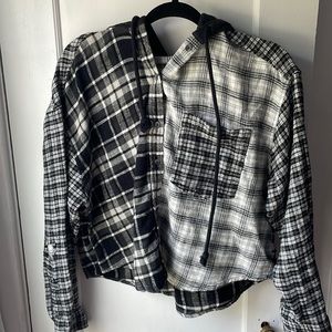 american eagle cropped patchwork flannel